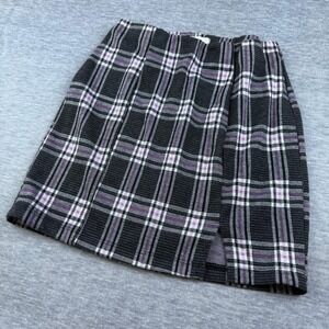 Full Tilt Mini Skirt Plaid Pink Purple White Black With Slit Trendy Preppy Skirt